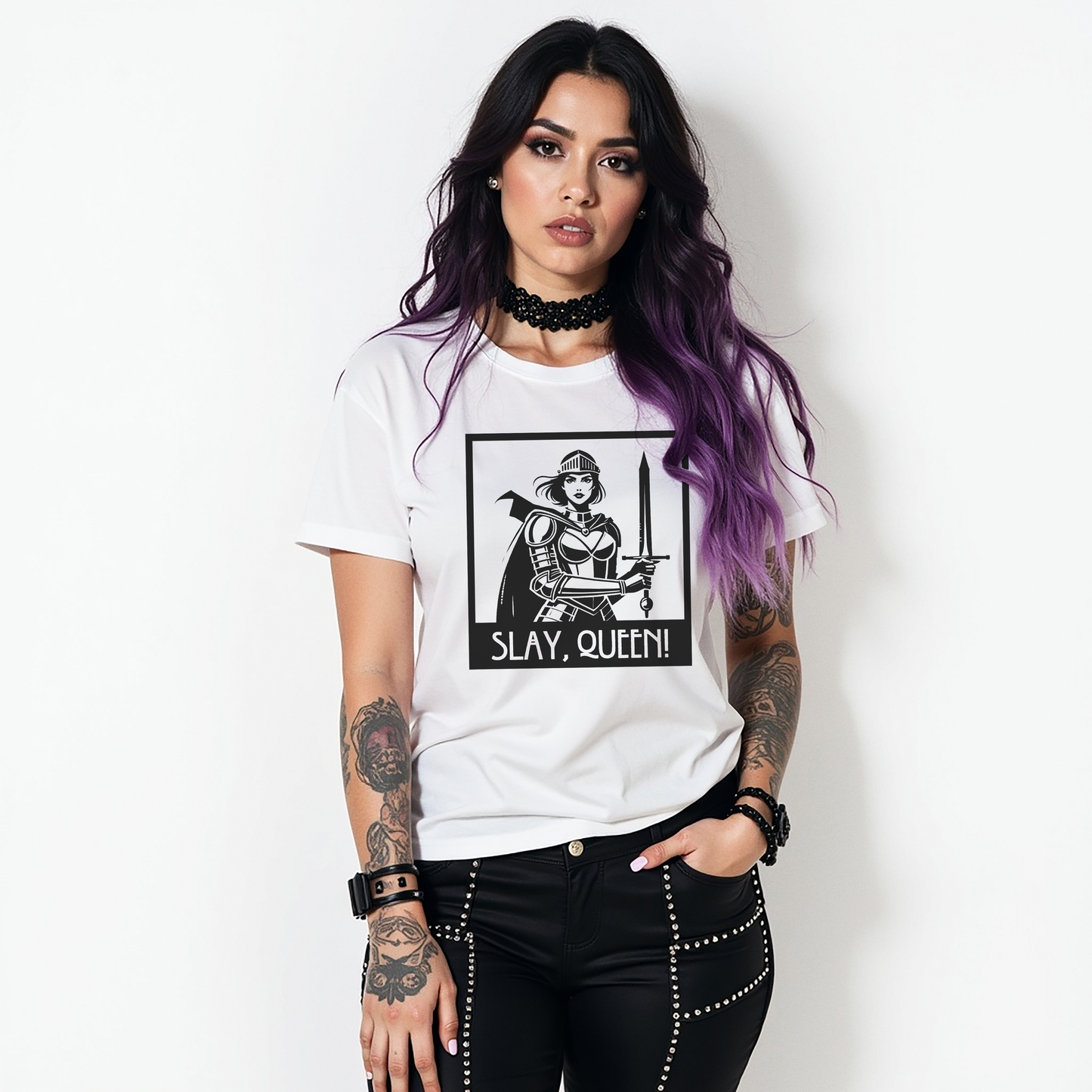 Slay Queen T-Shirt - Female Knight Graphic Tee, Feminist Shirt, Fantasy Graphic Tee