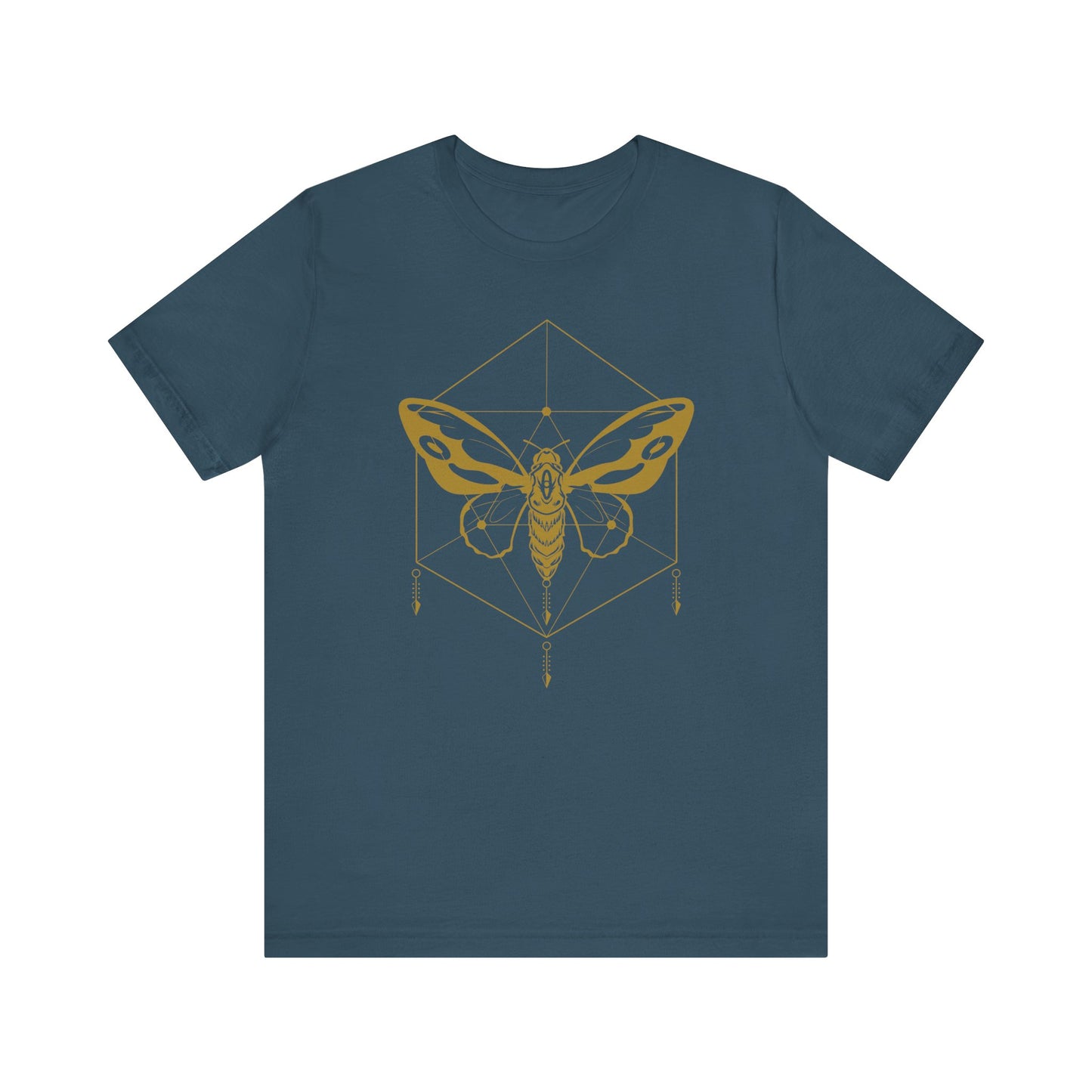 Geometric Moth Design T-Shirt- Minimalist Style for Witchy & Cottagecore Aesthetic