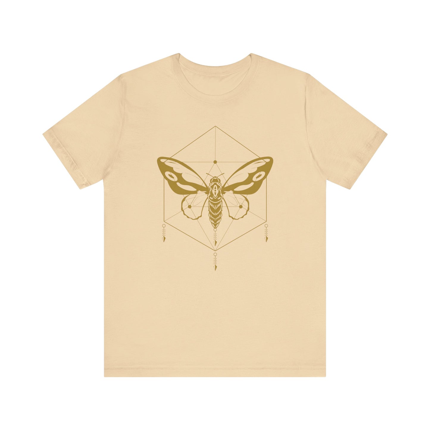 Geometric Moth Design T-Shirt- Minimalist Style for Witchy & Cottagecore Aesthetic