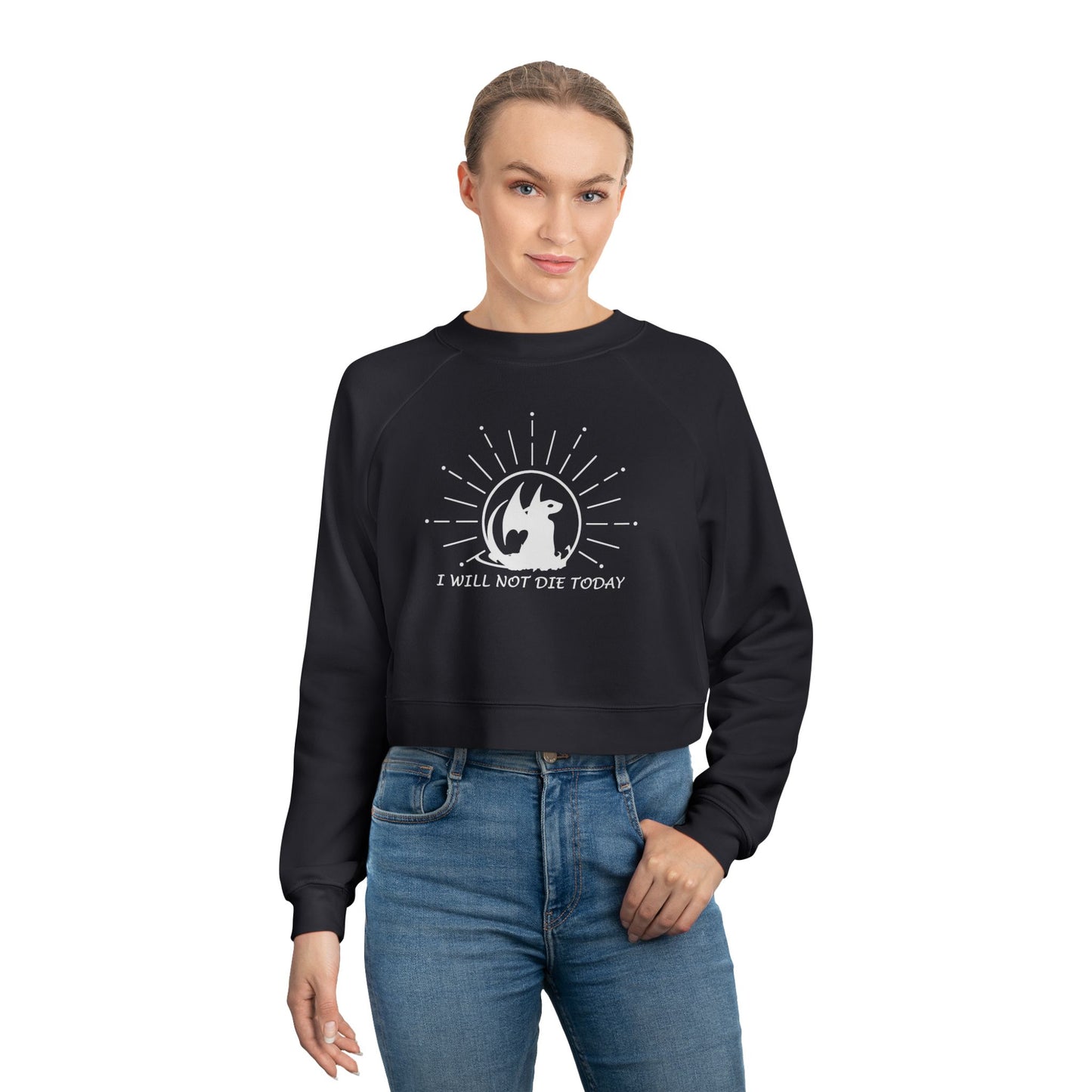 I Will Not Die Today, Dragon Rider, Cropped Fleece Sweatshirt