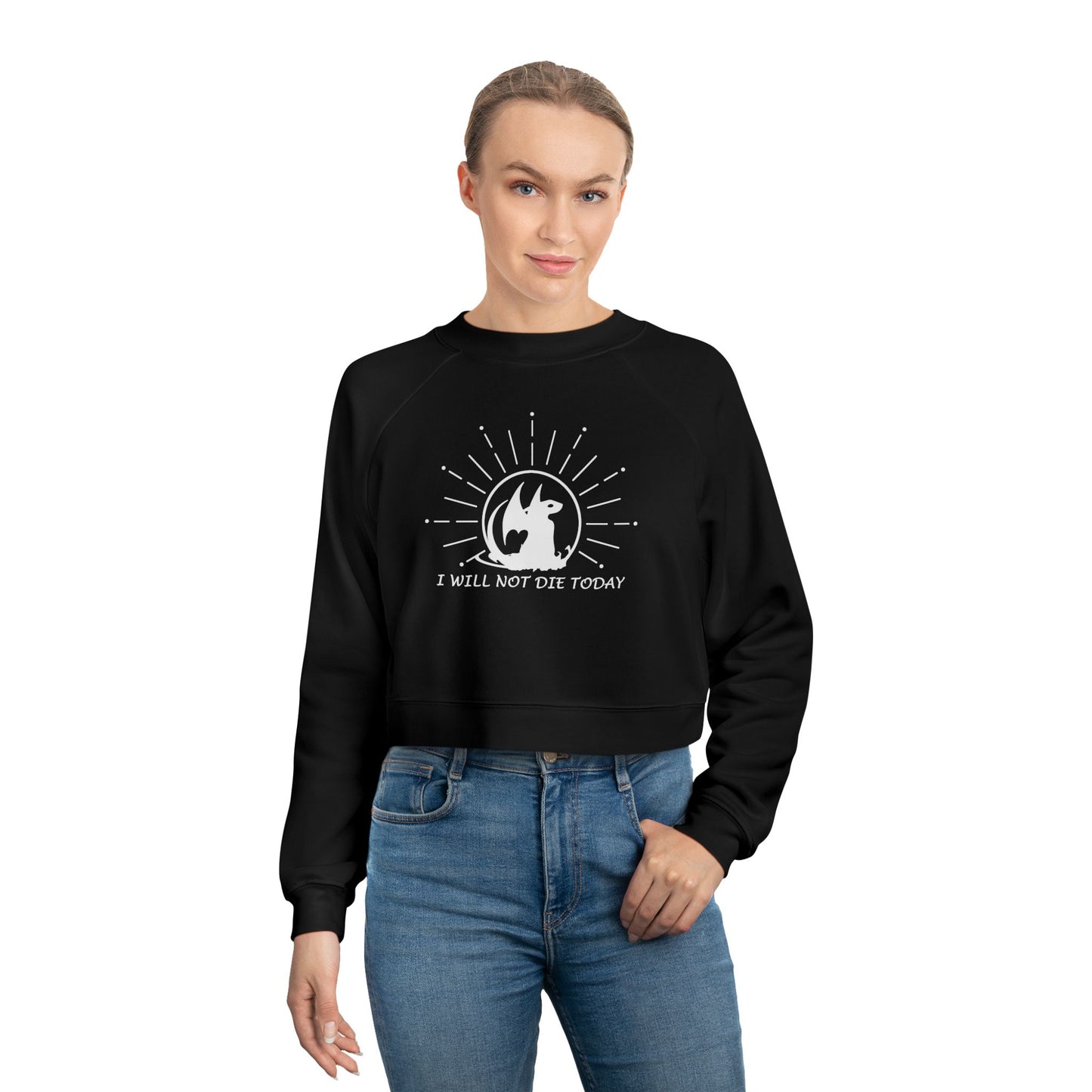 I Will Not Die Today, Dragon Rider, Cropped Fleece Sweatshirt