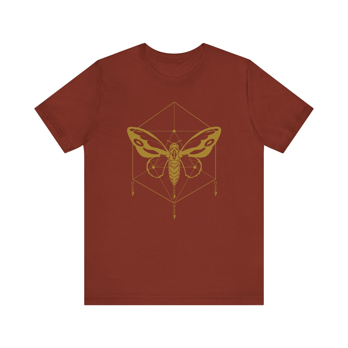Geometric Moth Design T-Shirt- Minimalist Style for Witchy & Cottagecore Aesthetic