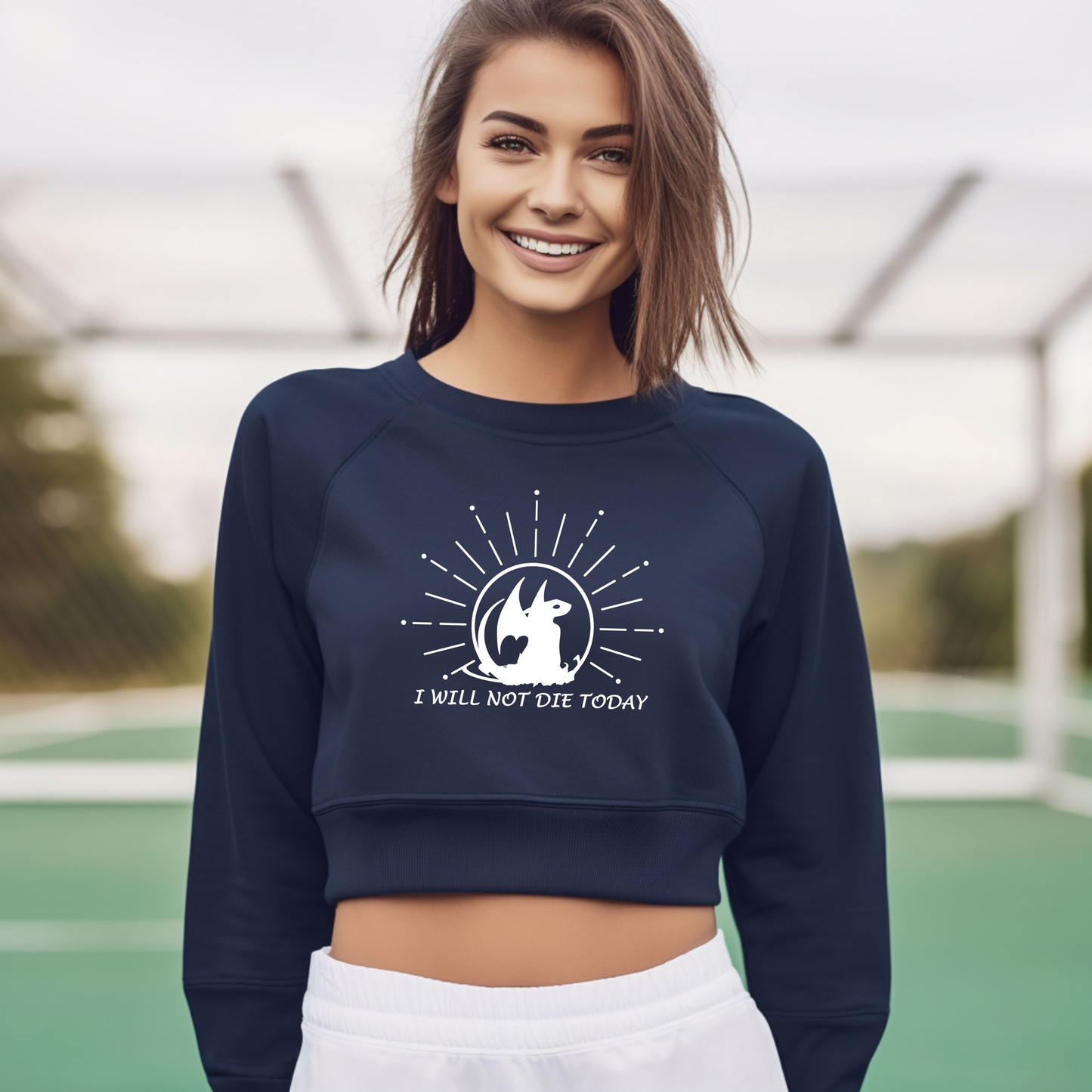 I Will Not Die Today, Dragon Rider, Cropped Fleece Sweatshirt