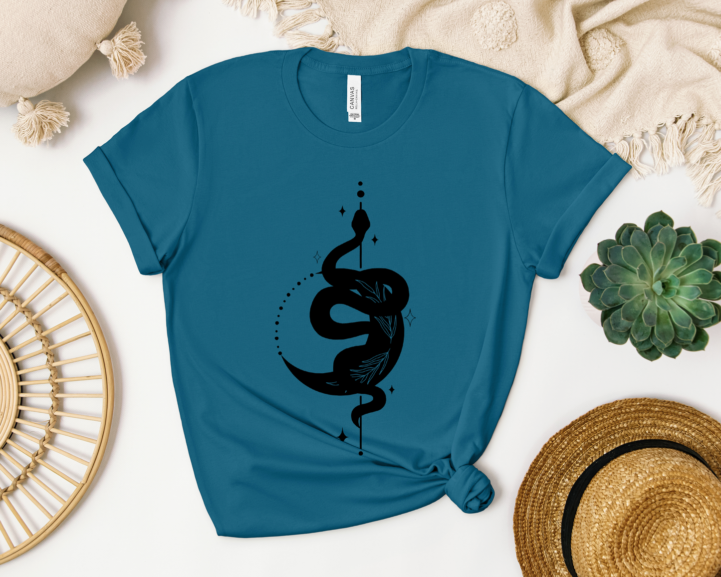Moon and Snake – Witchy Minimalist T-Shirt