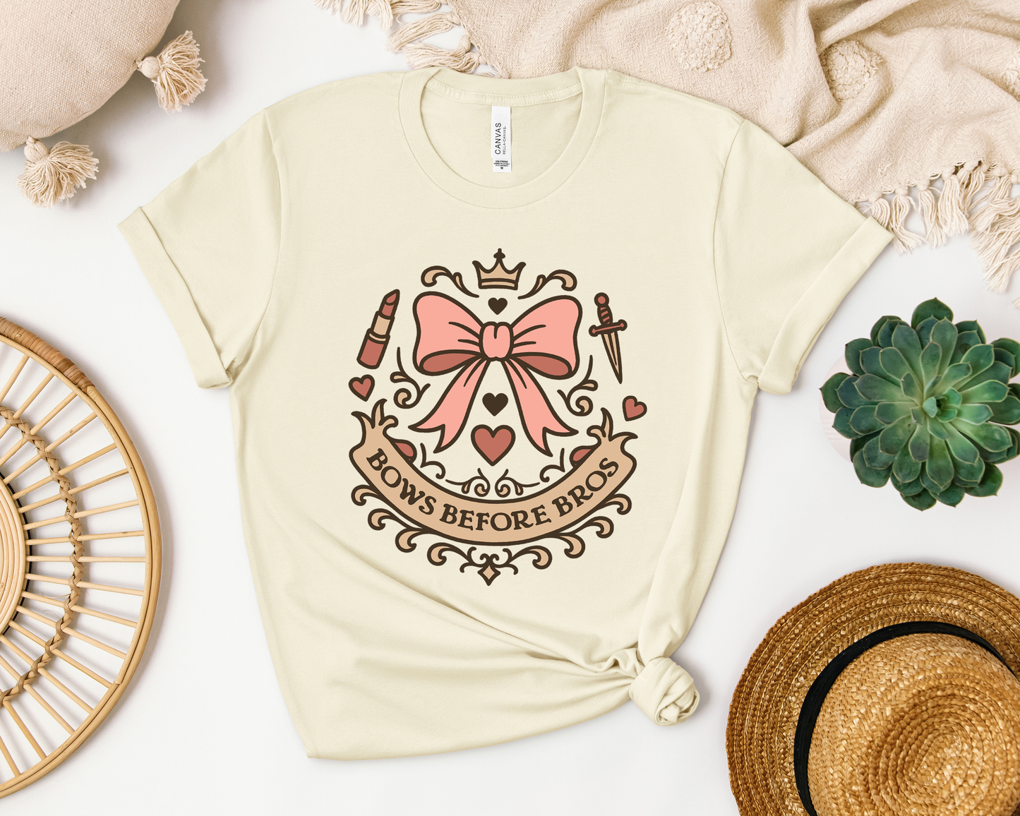 Bows Before Bros - Coquette Bow Shirt, Girl Power Shirt, Coquette Aesthetic Graphic Tee
