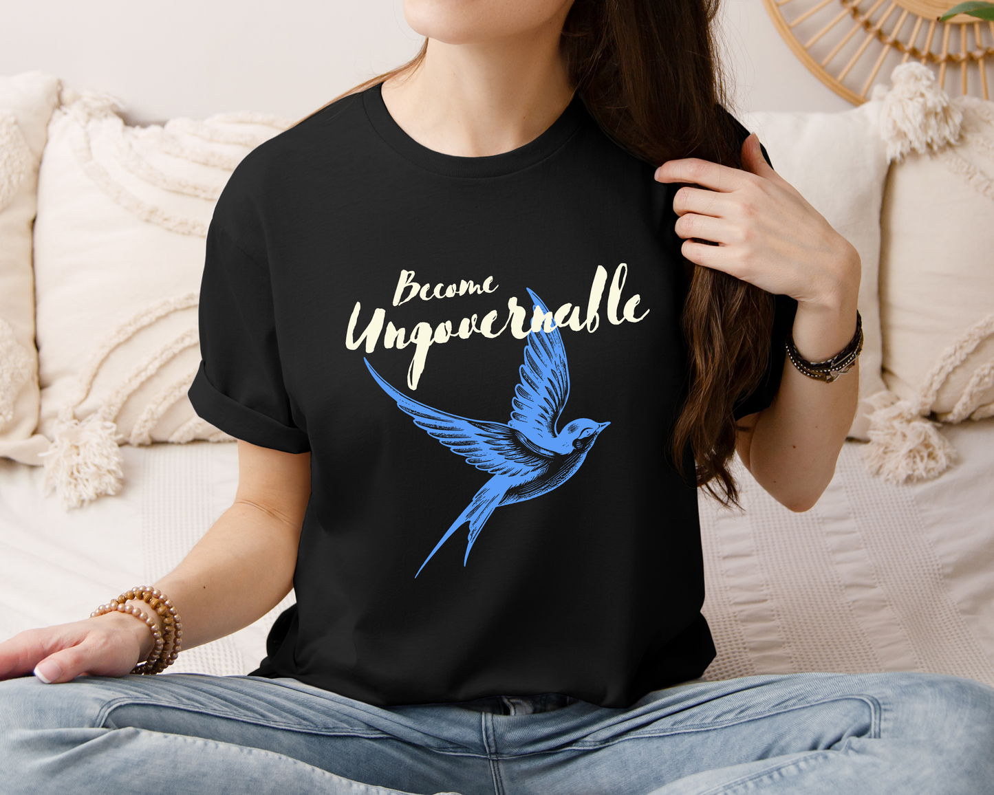 Become Ungovernable Tee with Vintage Bird Design