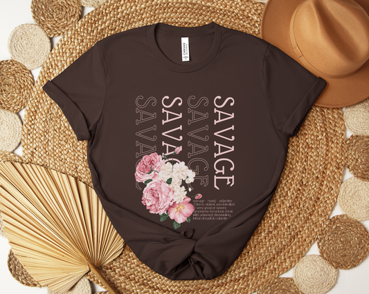 Savage - Vintage Floral Graphic T-Shirt
