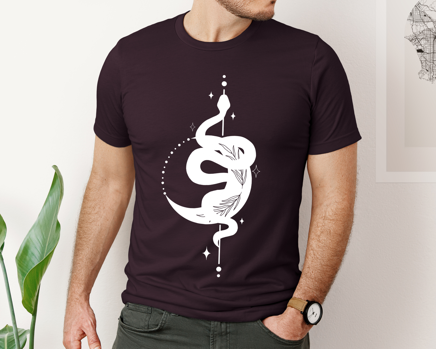Moon and Snake – Witchy Minimalist T-Shirt
