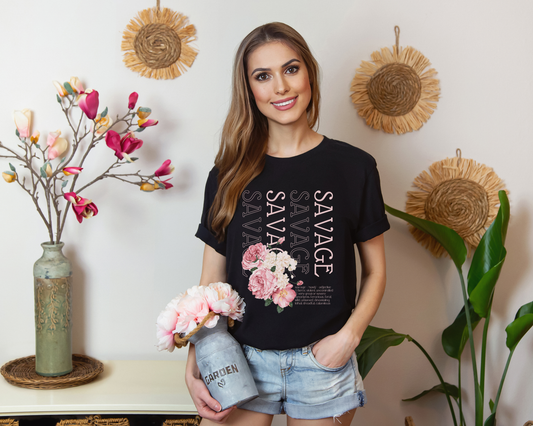 Savage - Vintage Floral Graphic T-Shirt