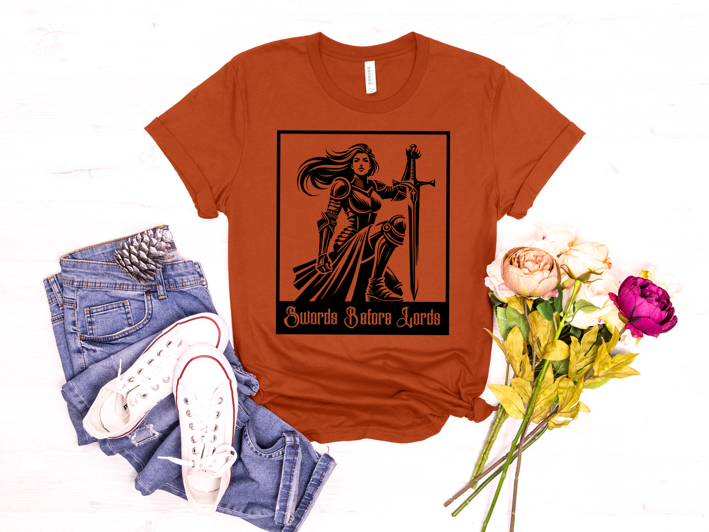 Swords Before Lords T-Shirt, Female Knight Tee, Medieval Aesthestic