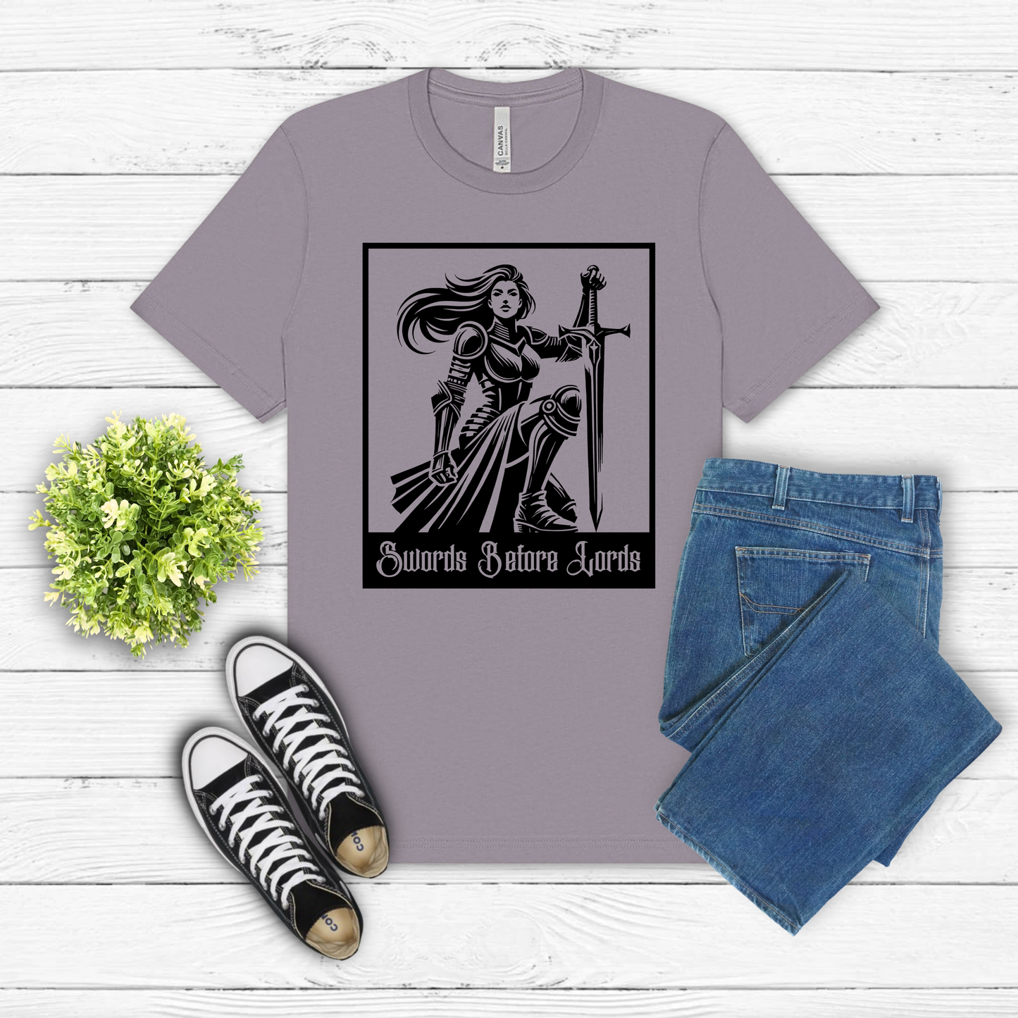 Swords Before Lords T-Shirt, Female Knight Tee, Medieval Aesthestic