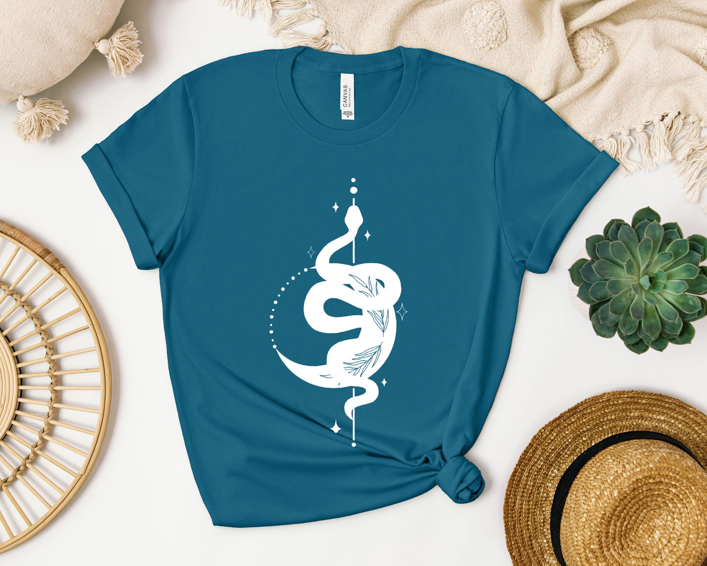 Moon and Snake – Witchy Minimalist T-Shirt