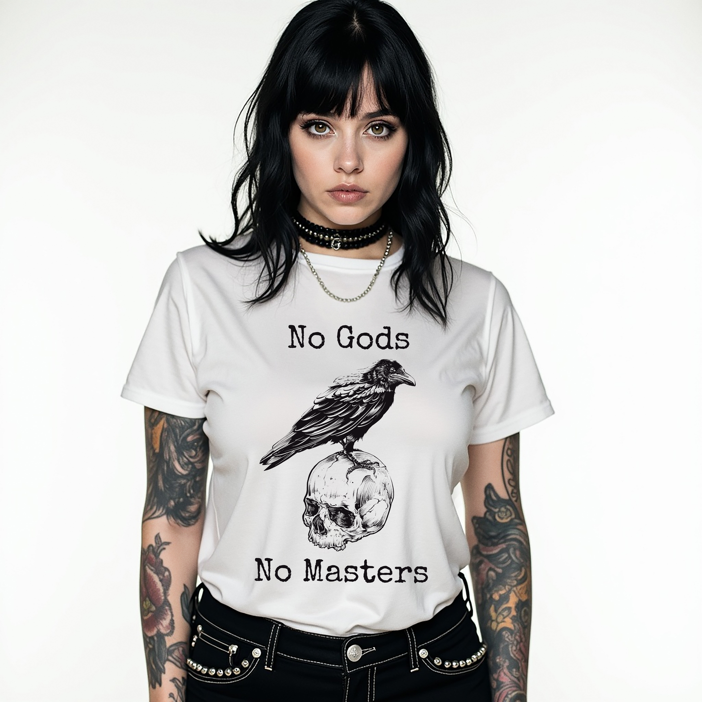 No Gods, No Masters – Anarchist Skull and Raven T-Shirt