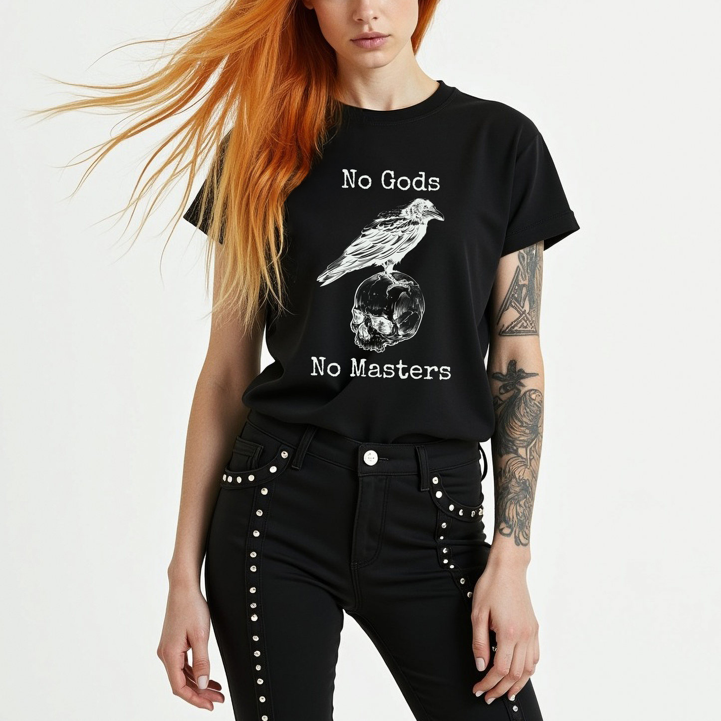 No Gods, No Masters – Anarchist Skull and Raven T-Shirt