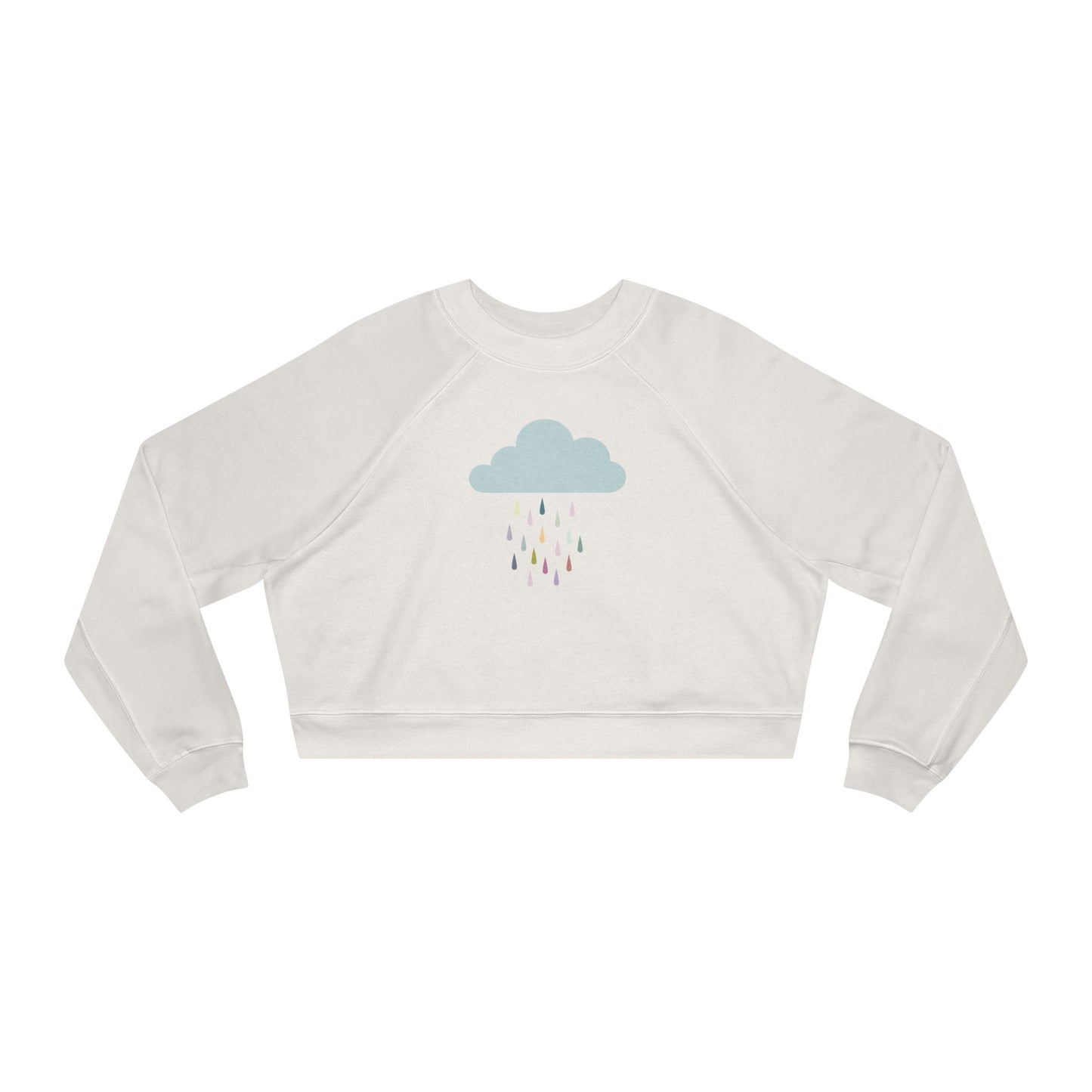Cropped Fleece Pullover with Cute Rain Cloud Design, Cozy Sweatshirt for Women, Casual Athleisure, Cutecore