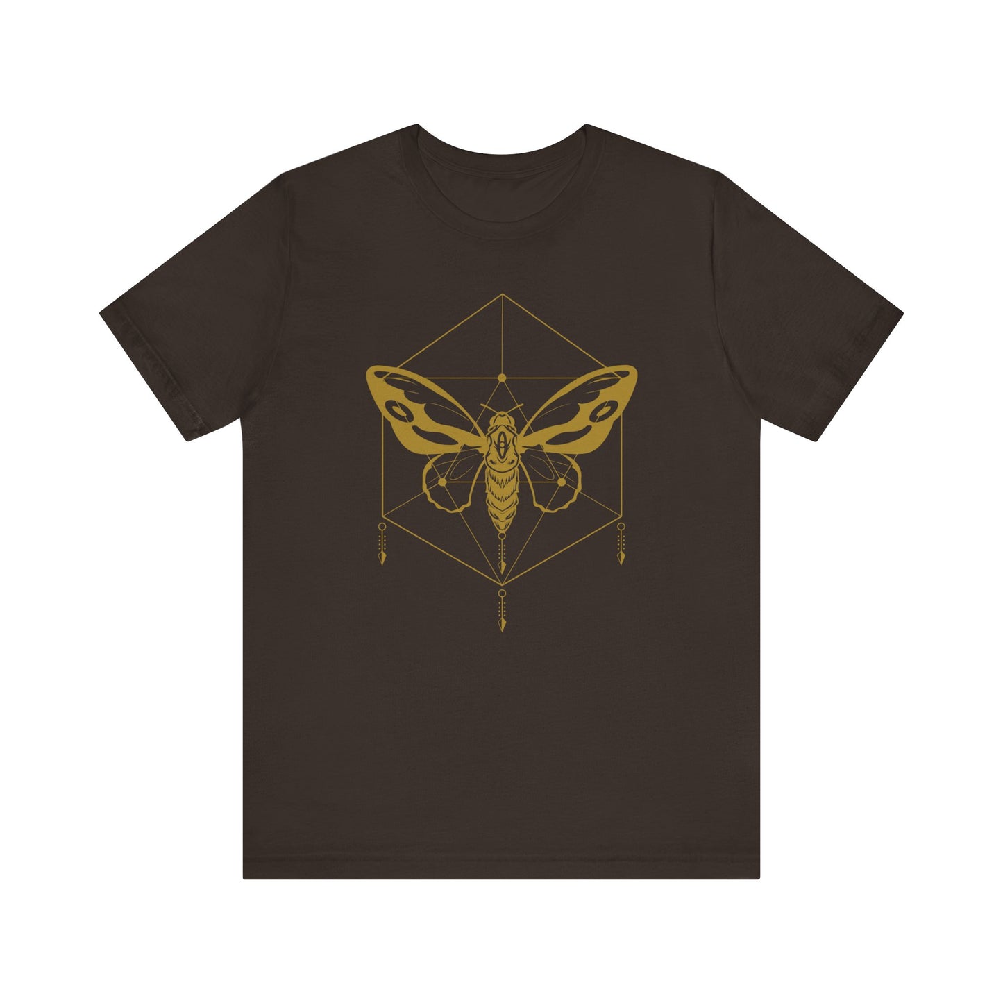 Geometric Moth Design T-Shirt- Minimalist Style for Witchy & Cottagecore Aesthetic