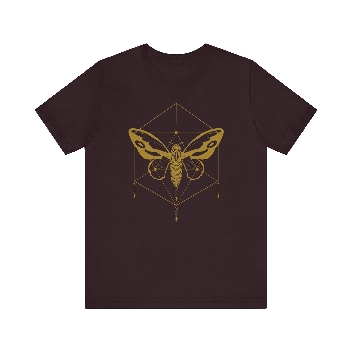 Geometric Moth Design T-Shirt- Minimalist Style for Witchy & Cottagecore Aesthetic