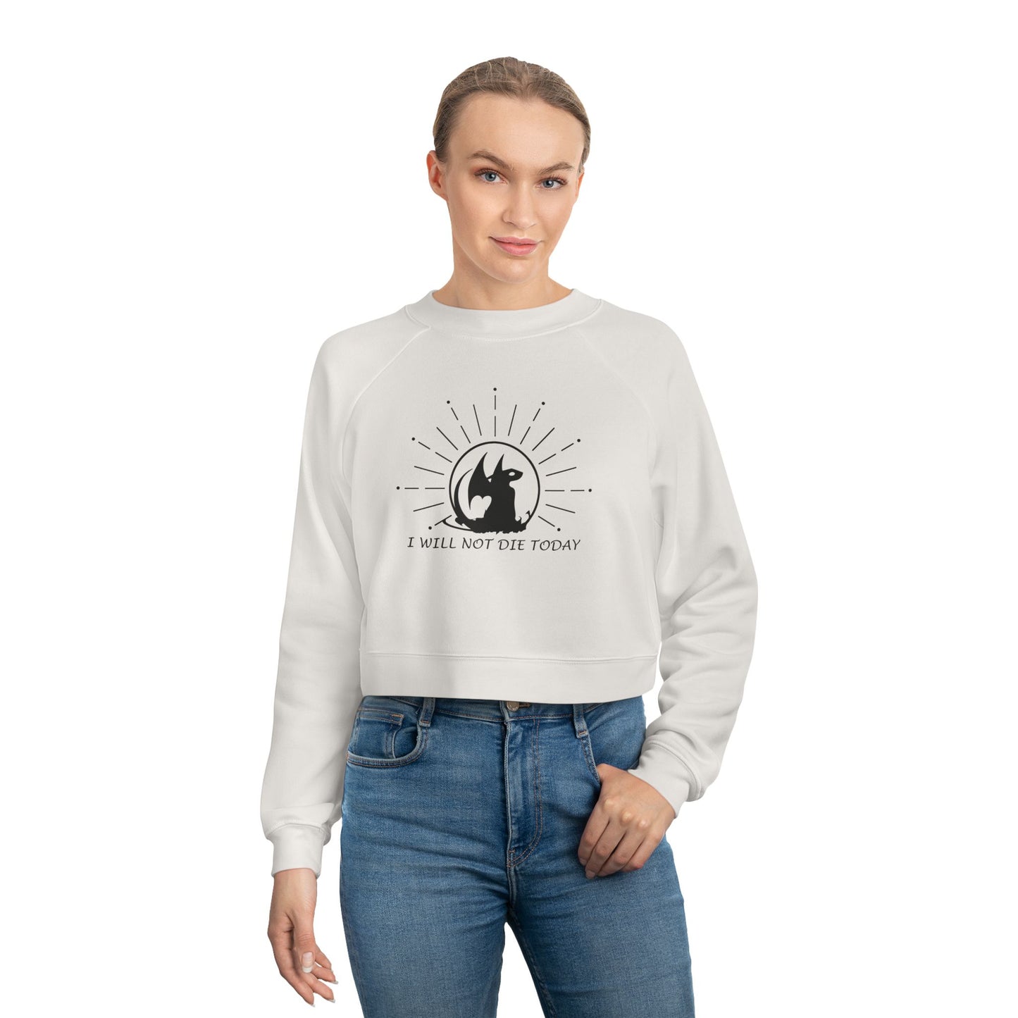 I Will Not Die Today, Dragon Rider, Cropped Fleece Sweatshirt
