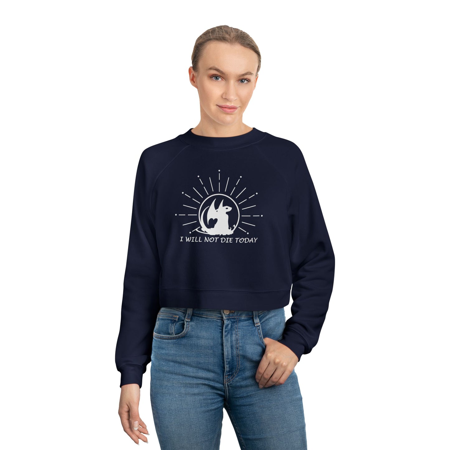 I Will Not Die Today, Dragon Rider, Cropped Fleece Sweatshirt