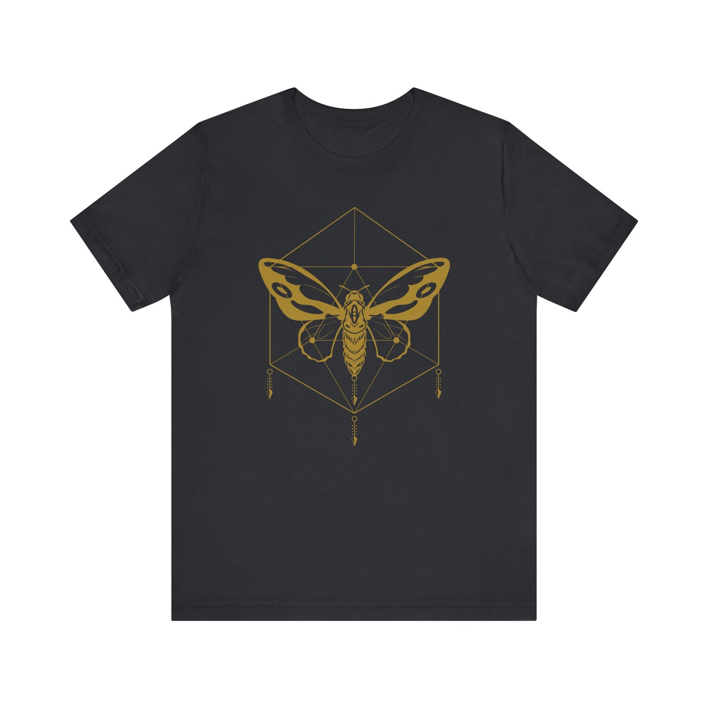 Geometric Moth Design T-Shirt- Minimalist Style for Witchy & Cottagecore Aesthetic