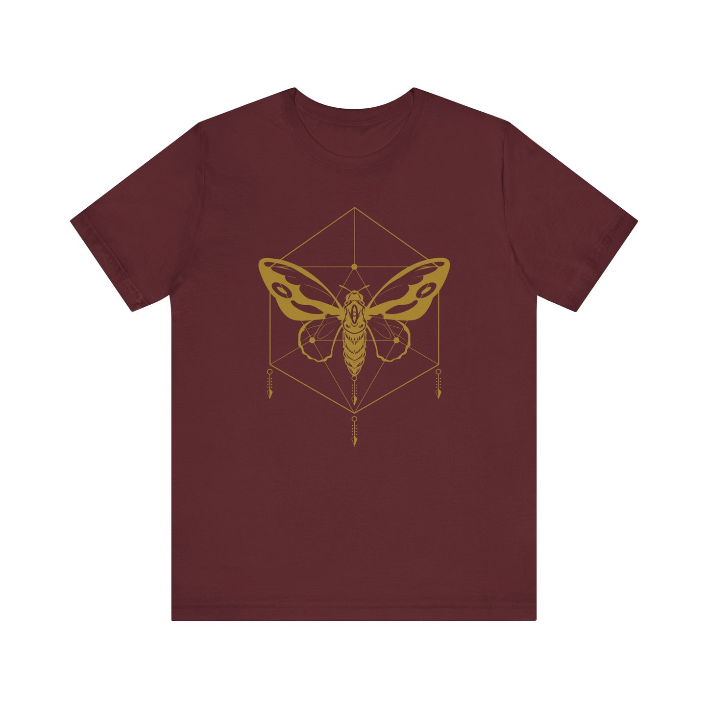 Geometric Moth Design T-Shirt- Minimalist Style for Witchy & Cottagecore Aesthetic