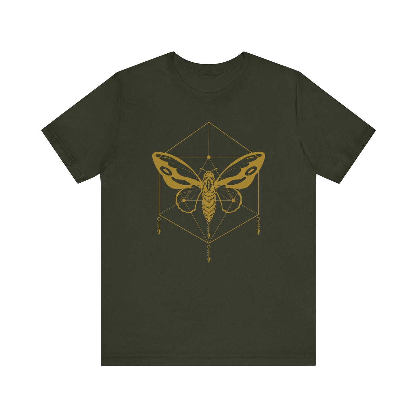 Geometric Moth Design T-Shirt- Minimalist Style for Witchy & Cottagecore Aesthetic