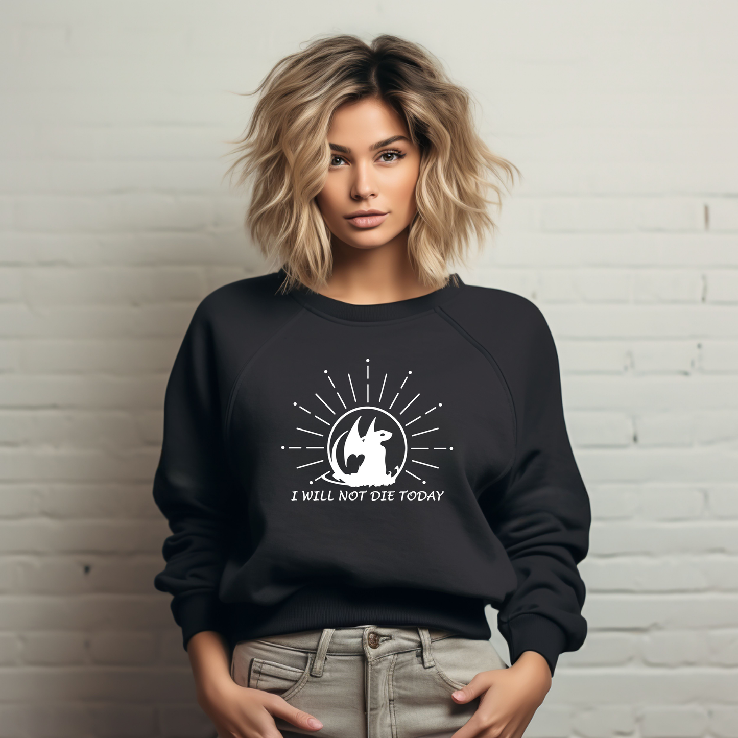 I Will Not Die Today, Dragon Rider, Cropped Fleece Sweatshirt
