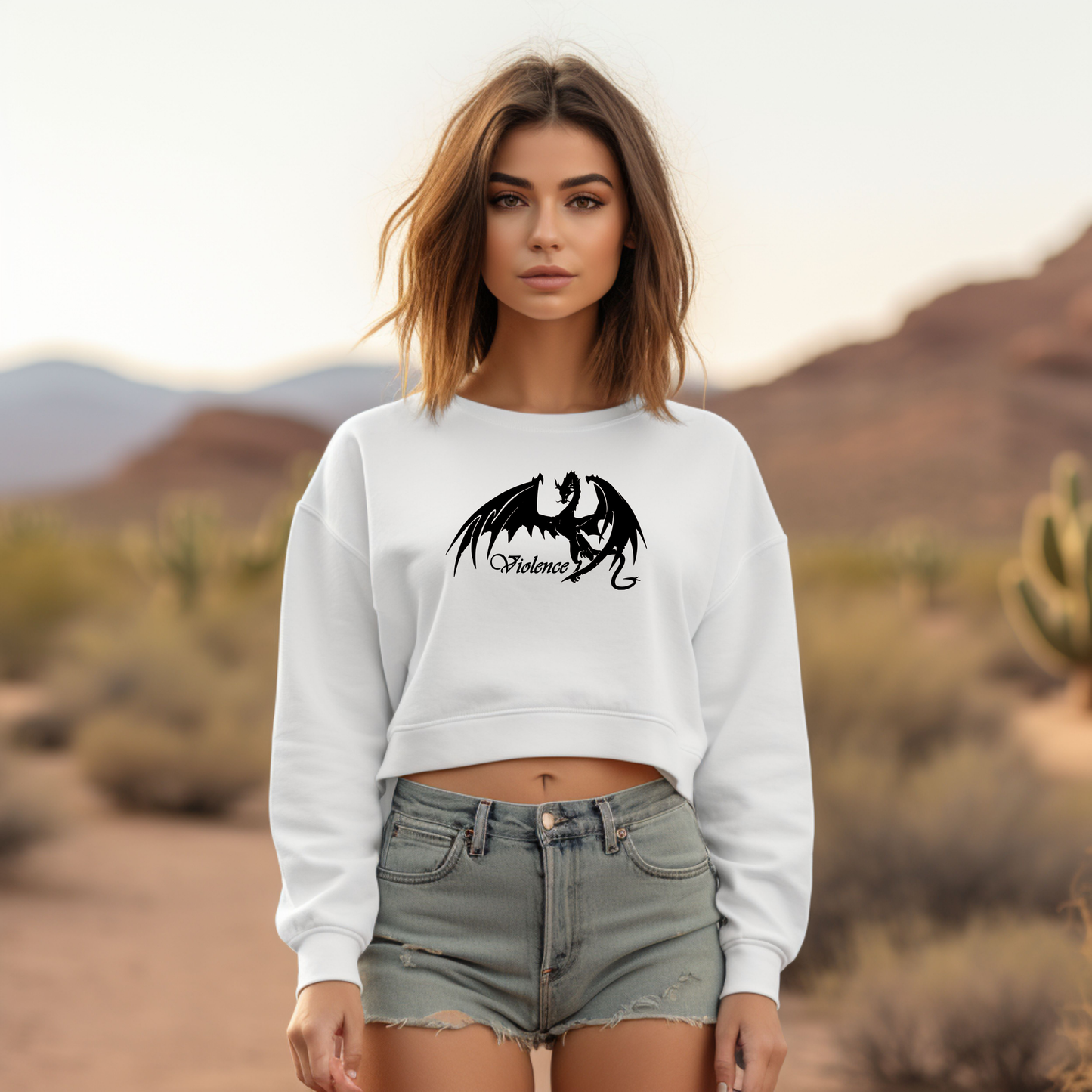 Violence – Dragon Rider Fantasy Cropped Sweatshirt