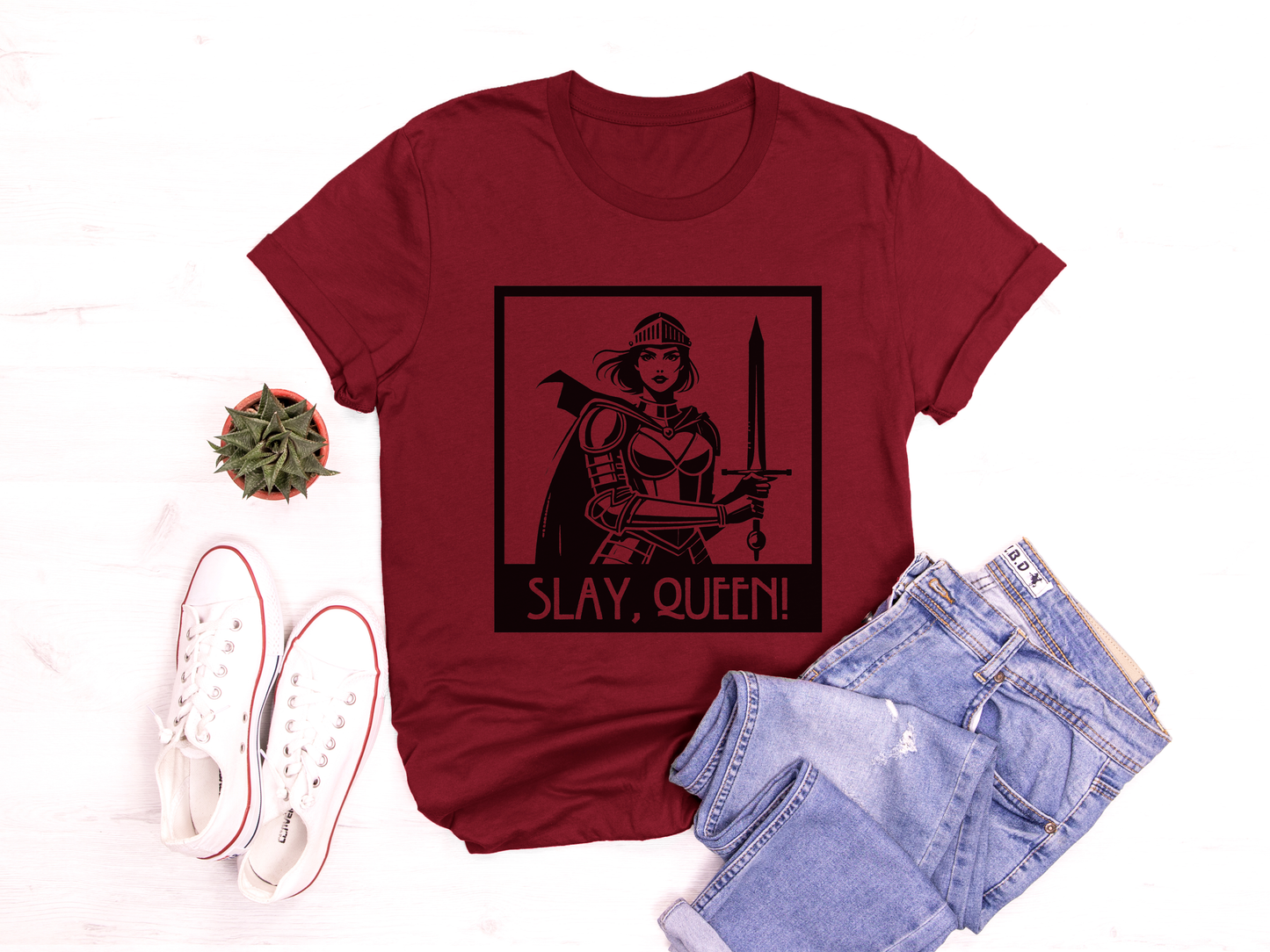 Slay Queen T-Shirt - Female Knight Graphic Tee, Feminist Shirt, Fantasy Graphic Tee