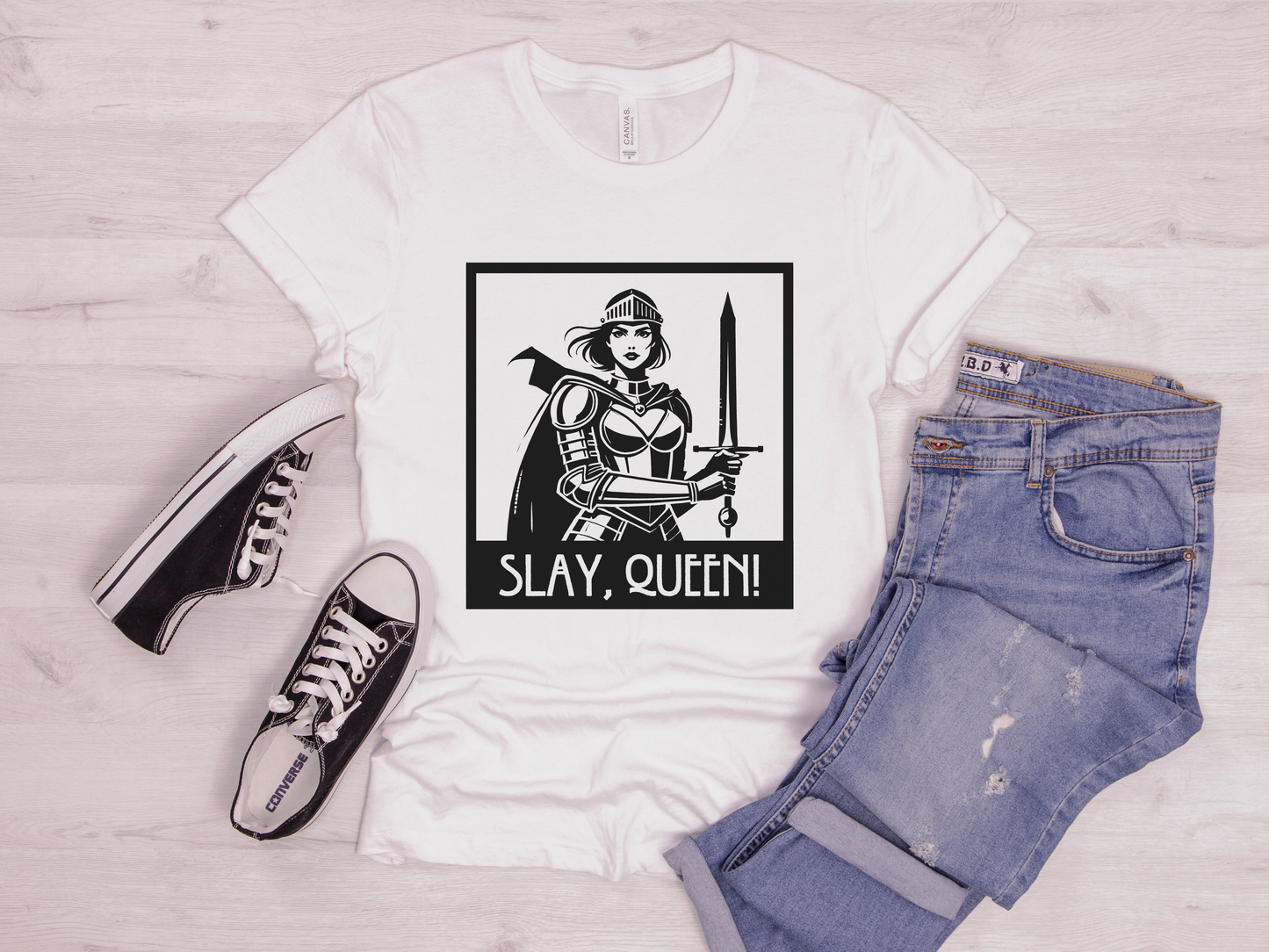Slay Queen T-Shirt - Female Knight Graphic Tee, Feminist Shirt, Fantasy Graphic Tee