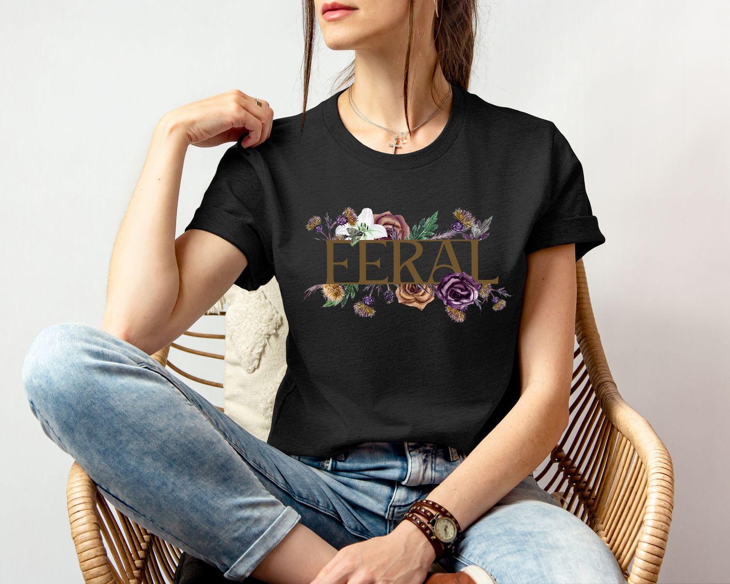 Feral T-Shirt, Wild Woman Floral Tee, Free Spirit Aesthetic