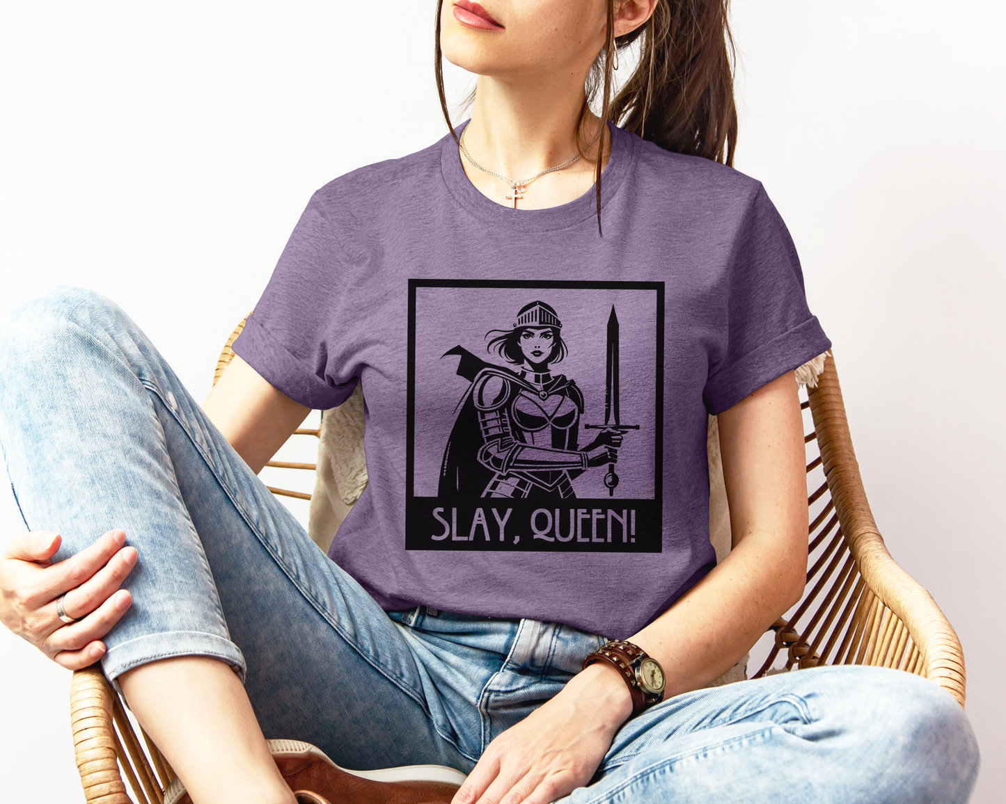 Slay Queen T-Shirt - Female Knight Graphic Tee, Feminist Shirt, Fantasy Graphic Tee