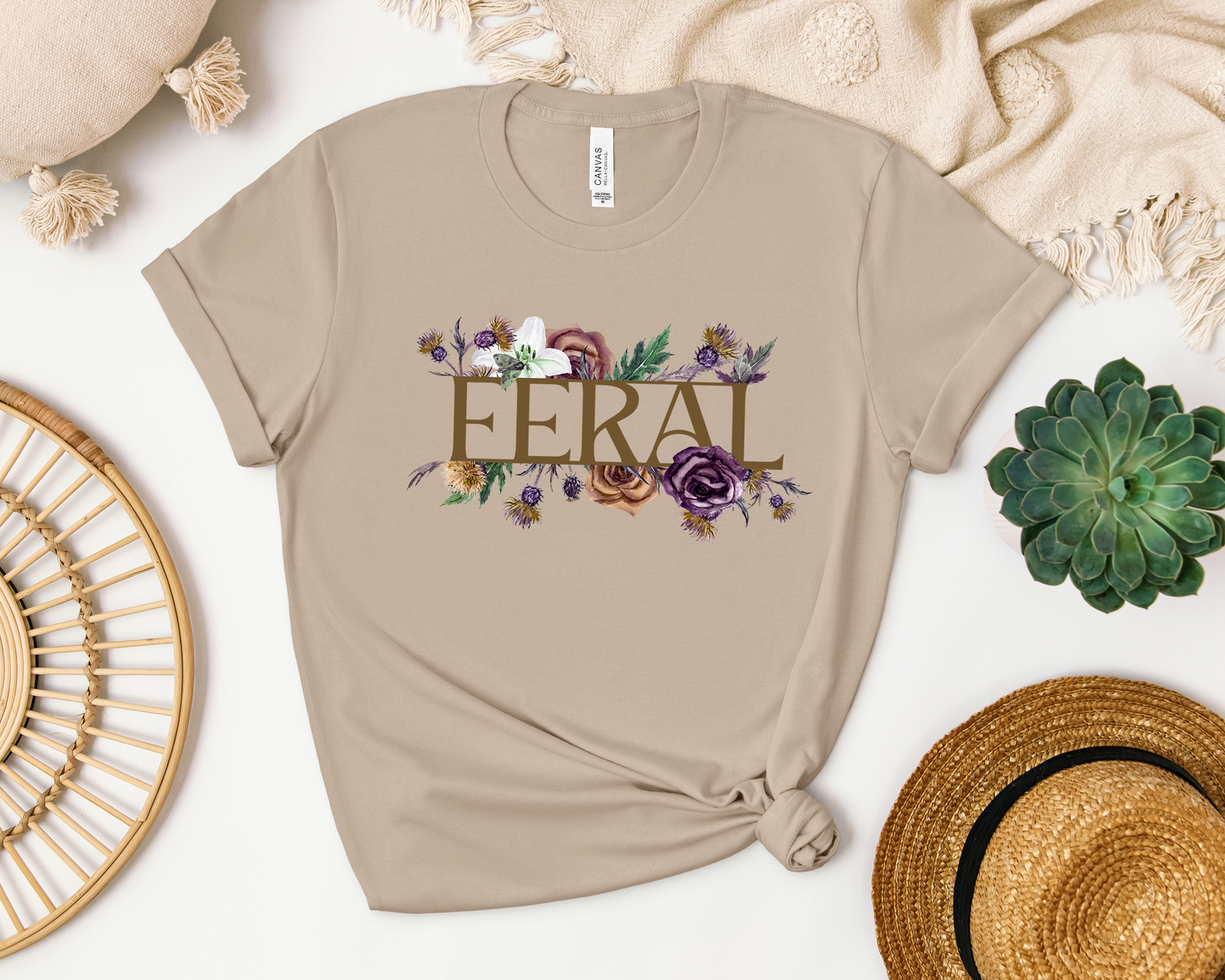 Feral T-Shirt, Wild Woman Floral Tee, Free Spirit Aesthetic
