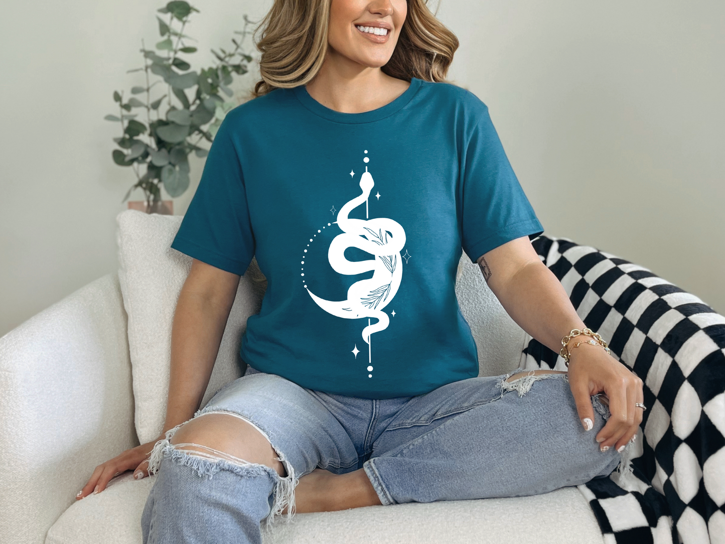 Moon and Snake – Witchy Minimalist T-Shirt