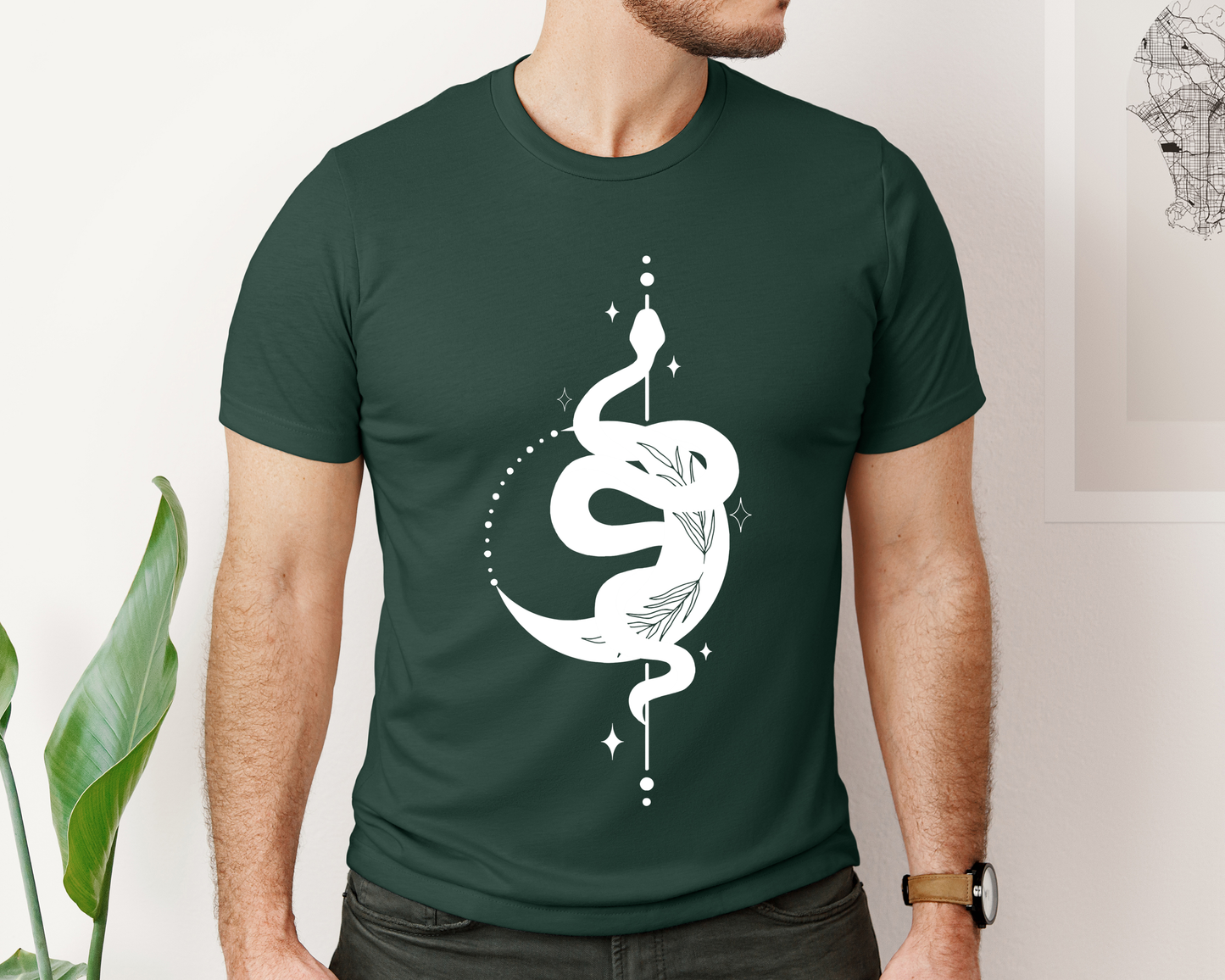 Moon and Snake – Witchy Minimalist T-Shirt