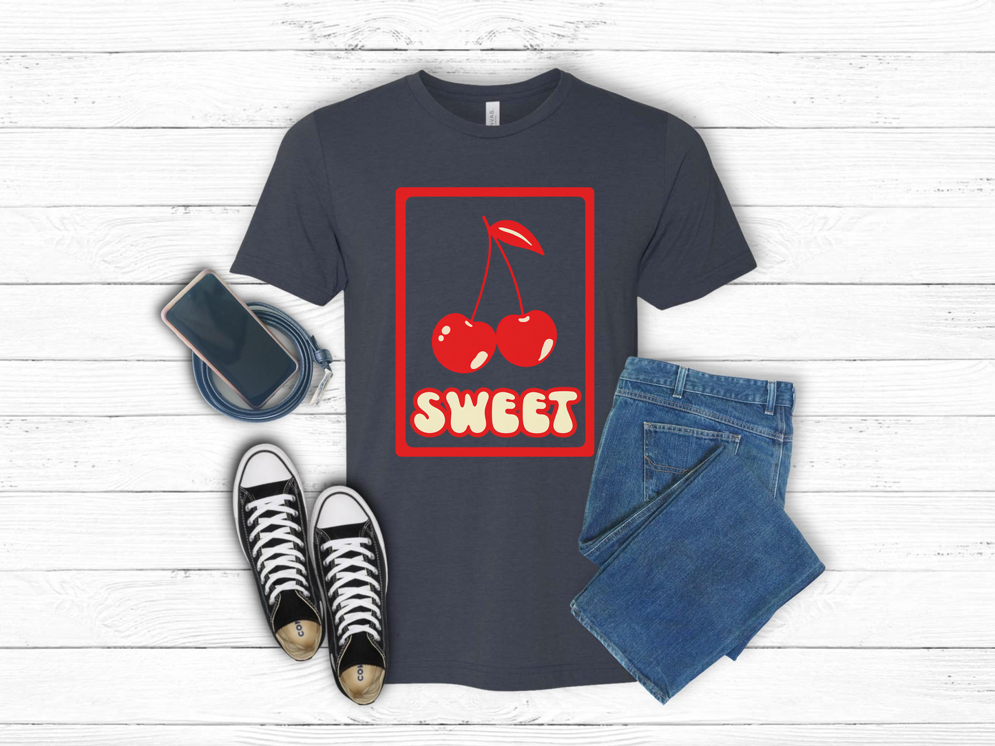 Cherry Shirt, Retro Summer T-Shirt, Vintage Fruit Tee, Cute 70s Aesthetic