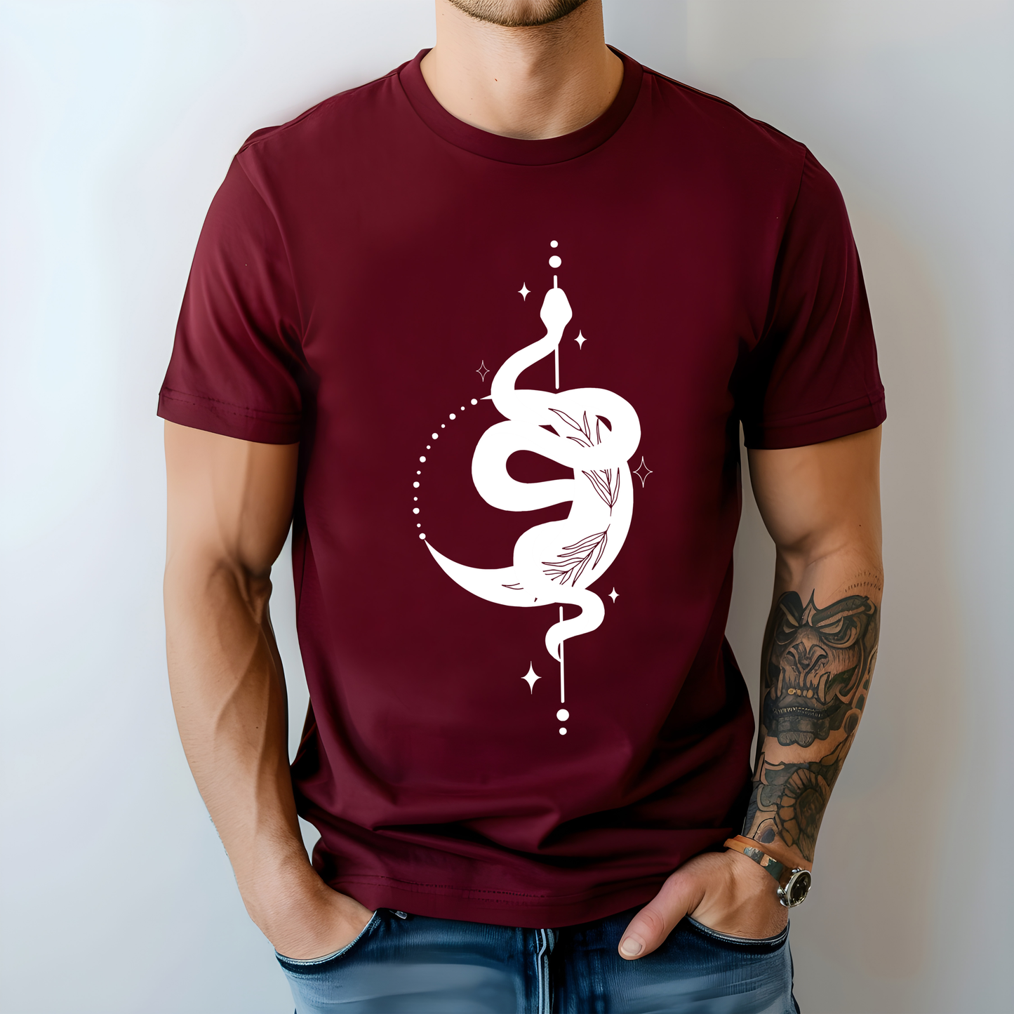 Moon and Snake – Witchy Minimalist T-Shirt