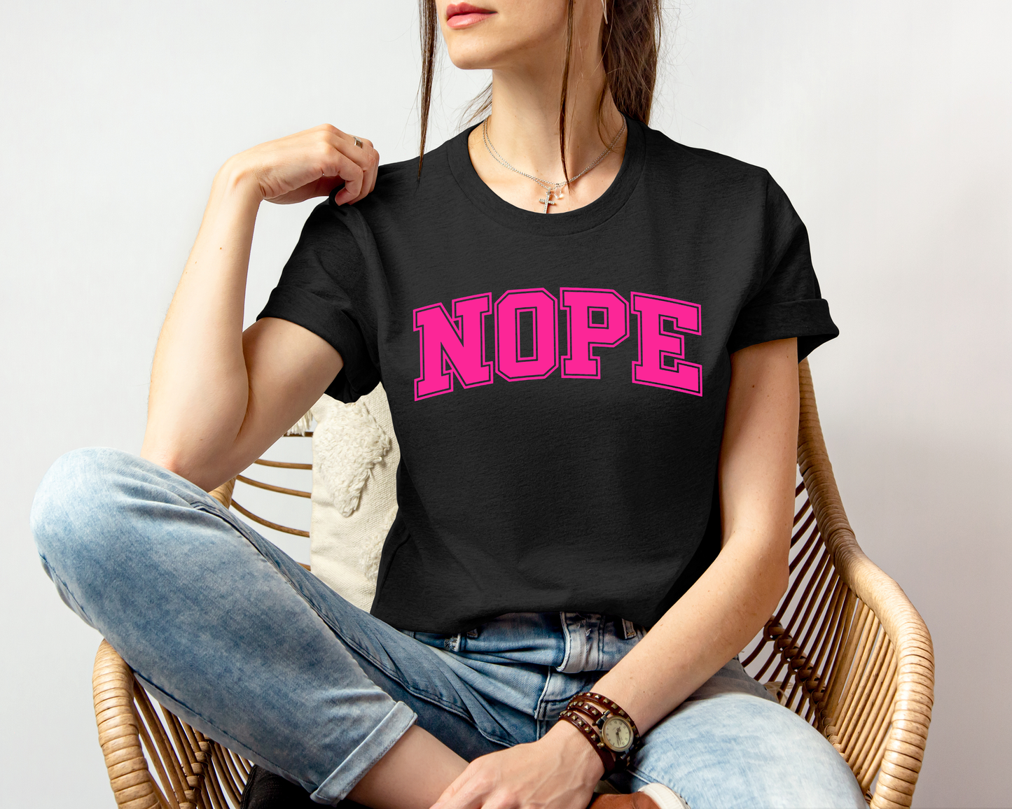 NOPE T-Shirt – Funny Collegiate Style Shirt, Sarcastic Graphic Tee, NOPE University Shirt, Introvert Humor, Anti-Social Gift Idea