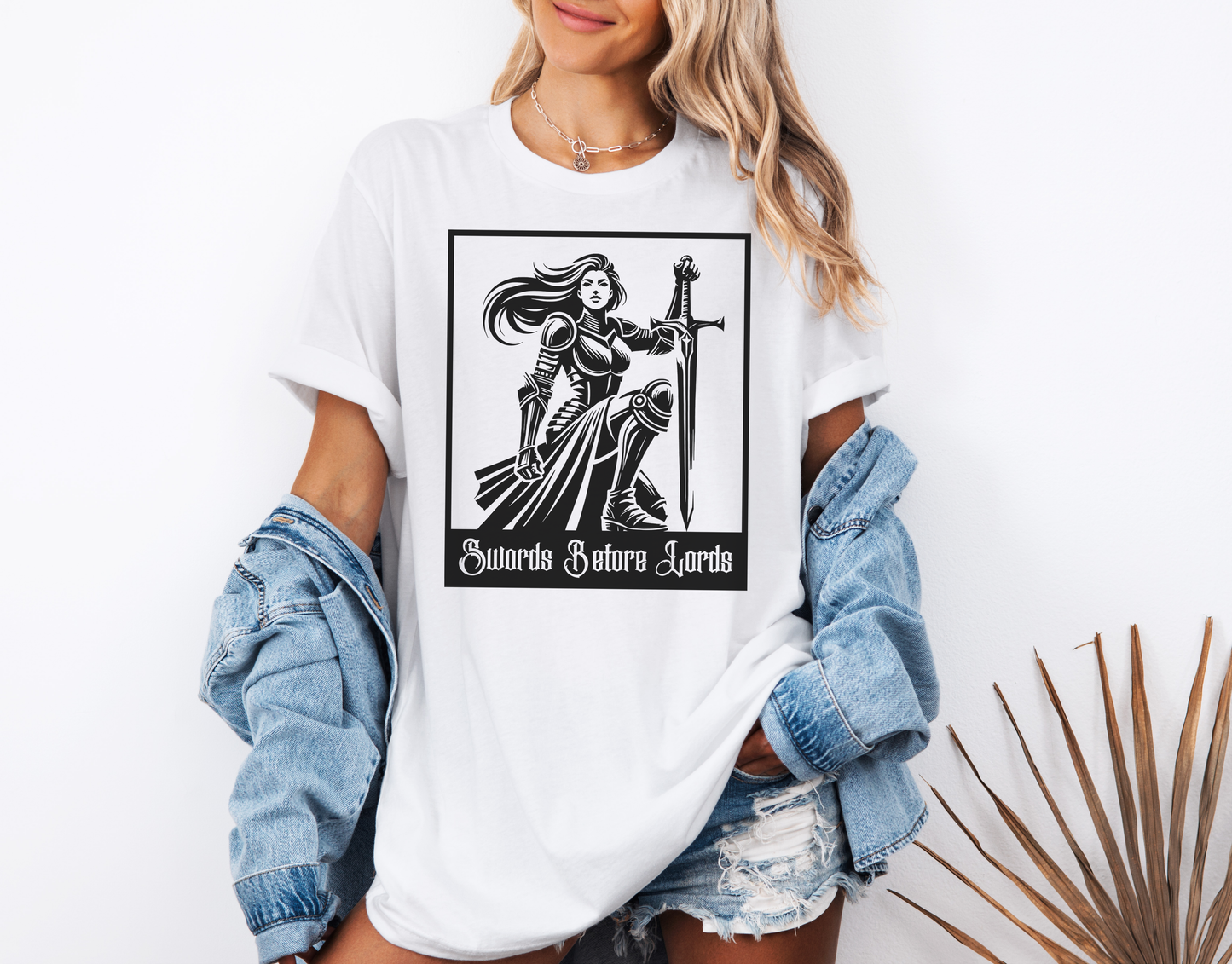 Swords Before Lords T-Shirt, Female Knight Tee, Medieval Aesthestic