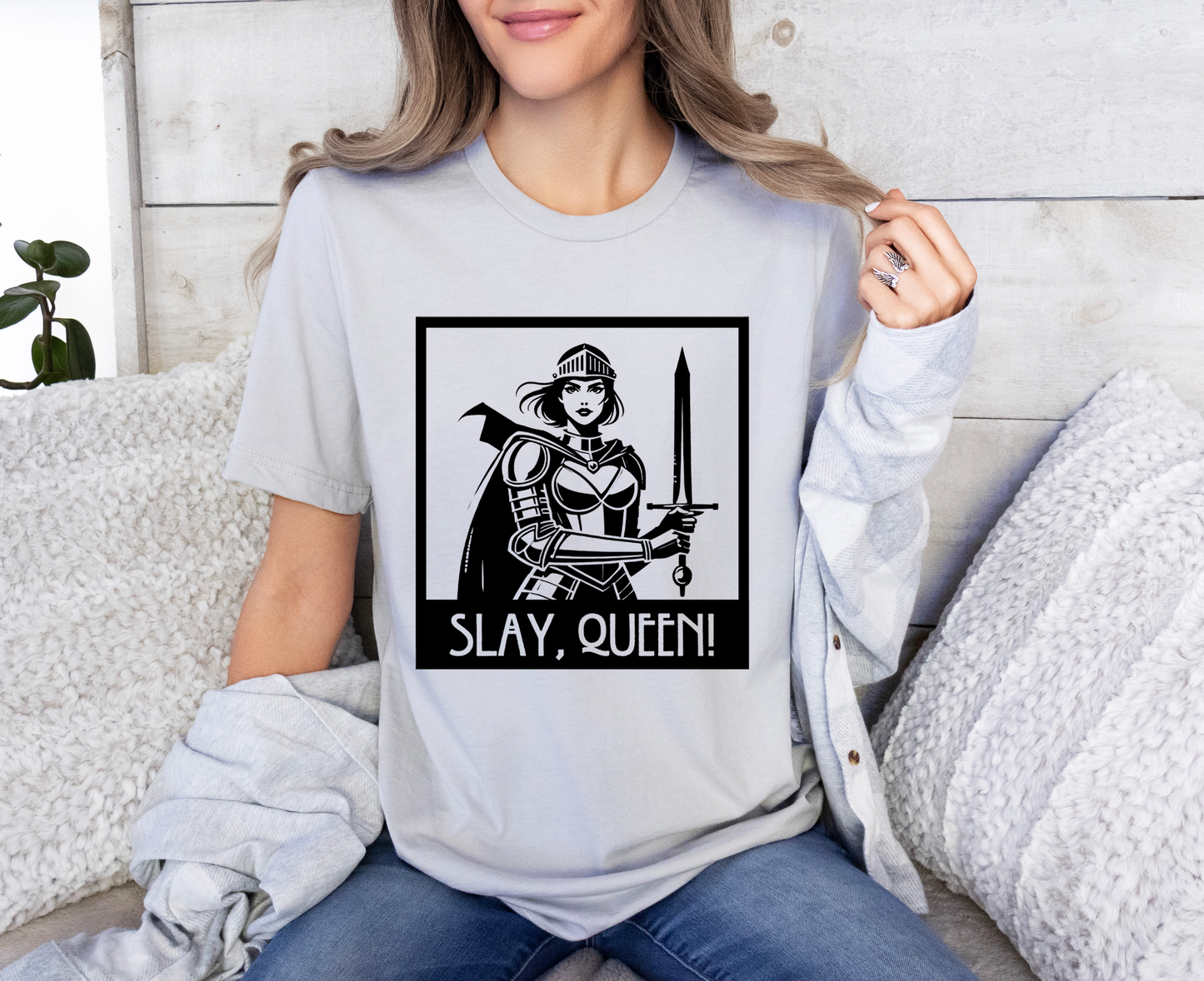 Slay Queen T-Shirt - Female Knight Graphic Tee, Feminist Shirt, Fantasy Graphic Tee