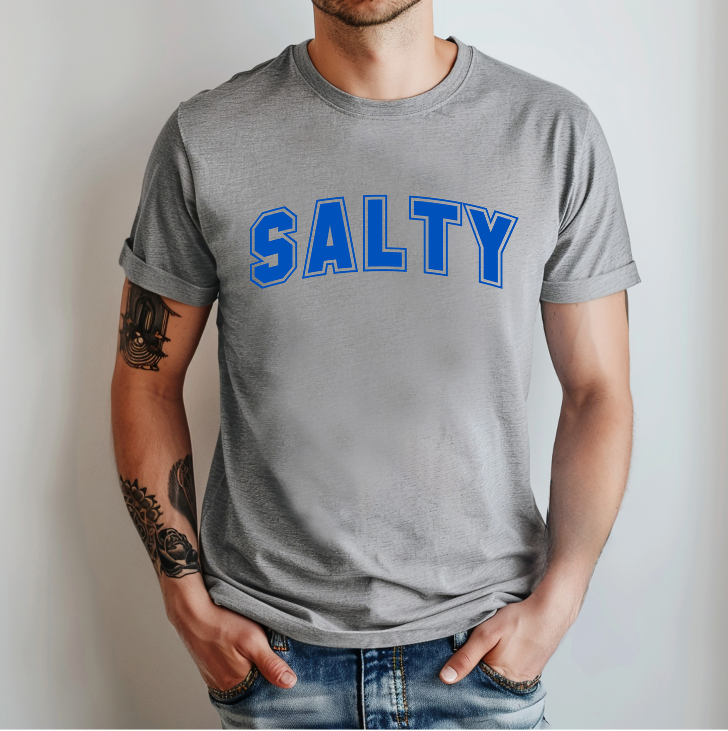 SALTY T-Shirt – Funny Collegiate Graphic Tee, Sarcastic Shirt, NOPE University Collection